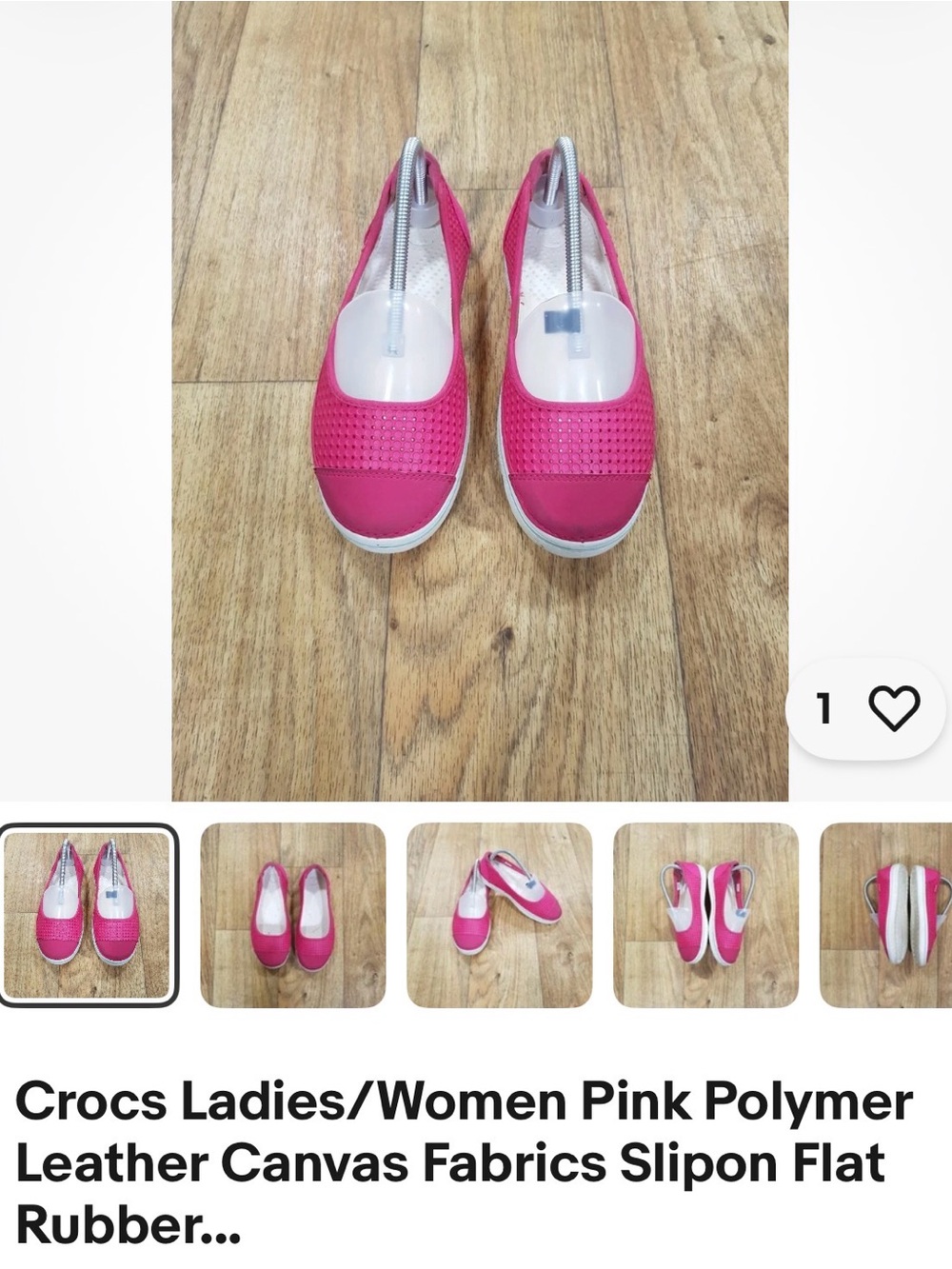 CROCS Women's Hot Pink Slip-On Flats Crosmesh Hover Skimmer